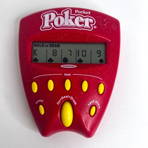 2002 Radica Lighted Sound Poker Pocket Handheld Digital Card Game Casino WORKS - Picture 1 of 10